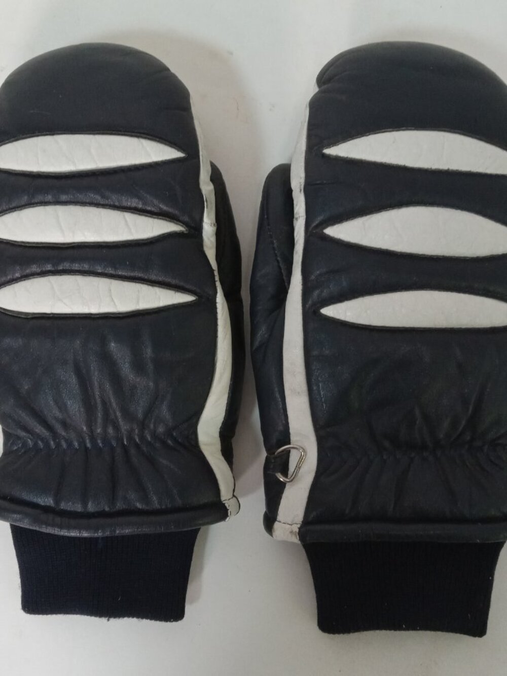 Alpik Leather Ski Mittens Genuine Leather Black White Men's Small Canada Vintage